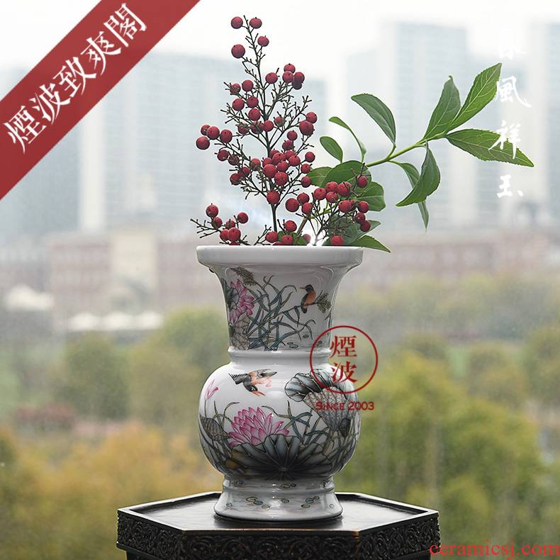 Jingdezhen spring auspicious treasure jade Zou Jun up nine fonts colored enamel lotus flower vases, flower drum