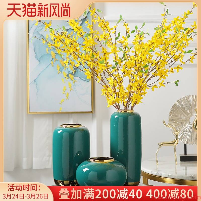 Light European - style key-2 luxury furnishing articles ceramic vase sitting room simulation flower flower arranging modern TV cabinet table decoration household act the role ofing is tasted