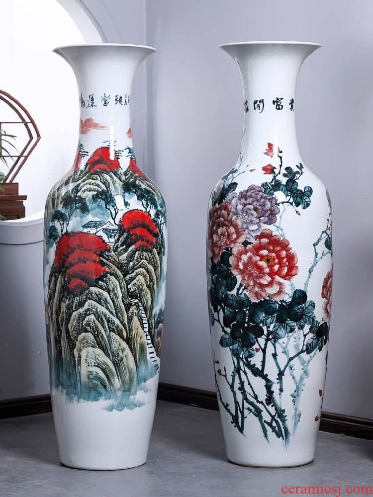 Jingdezhen ceramics luck, blooming flowers, large sitting room adornment is placed large vase hotel