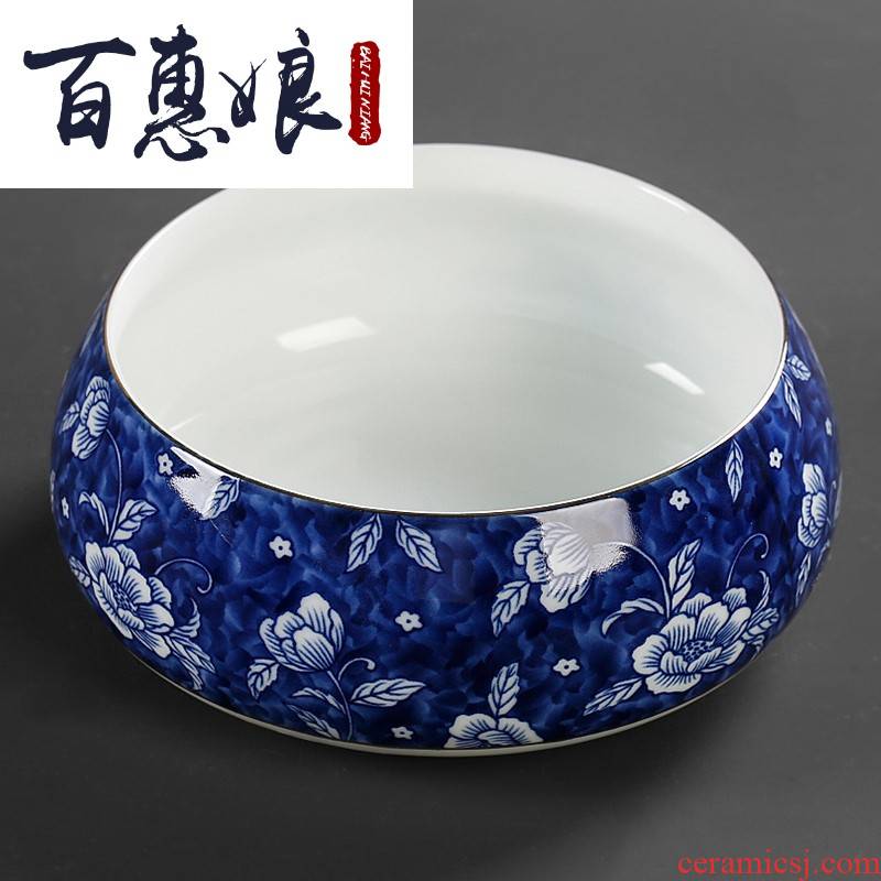 (niang blue and white porcelain tea set accessories water jar tea wash to zen Japanese household jingdezhen ceramic tea restoring ancient ways is zero