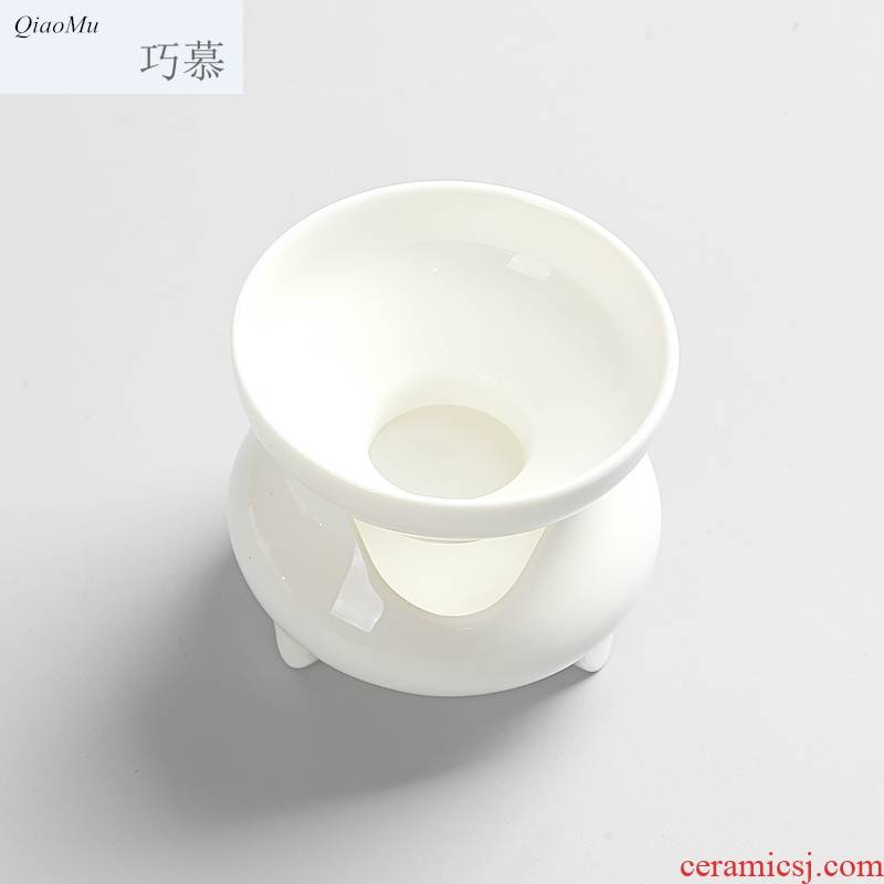 Qiao mu dehua white porcelain kung fu tea set, ceramic fine gauze tea tea strainer screen filter tea strainer