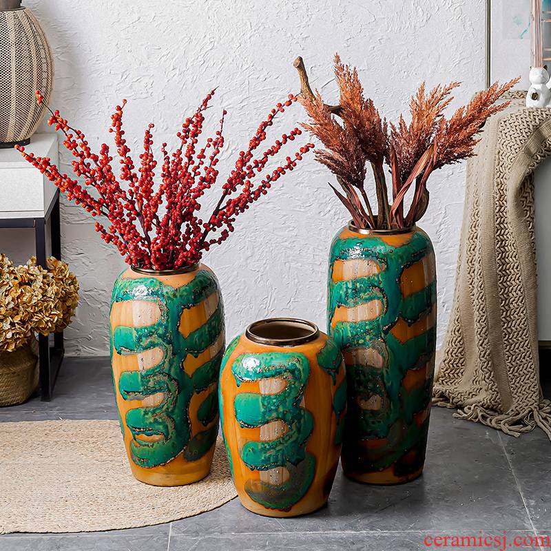 Checking out retro furnishing articles do old coarse TaoHua device inserted dried flower POTS ceramic vase of large courtyard zen flowerpot