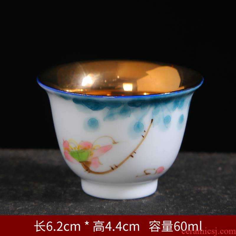 Gold hand - made the master sample tea cup cup kung fu tea tea set suit household ceramic cups white porcelain tea accessories