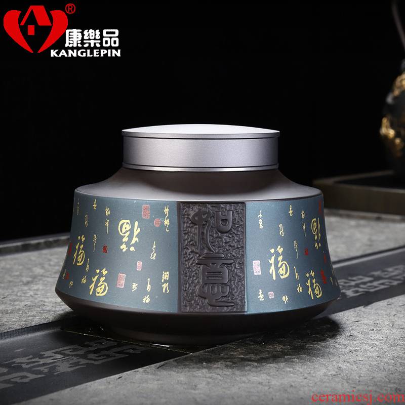 Recreational product three mu tao double color violet arenaceous caddy fixings ceramic seal household puer tea pot moisture storage tank