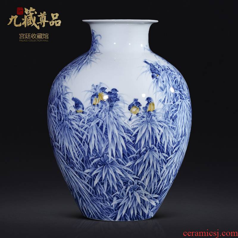 The Master of jingdezhen ceramics hand - made Chinese blue and white porcelain vase sitting room porch TV ark, flower adornment furnishing articles