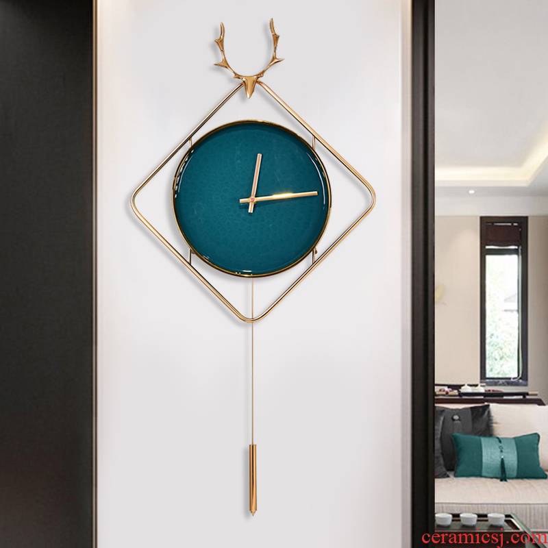 New Chinese style ceramic wall clock home clock light key-2 luxury decoration simple bracket clock quartz clock wind generation of home decoration