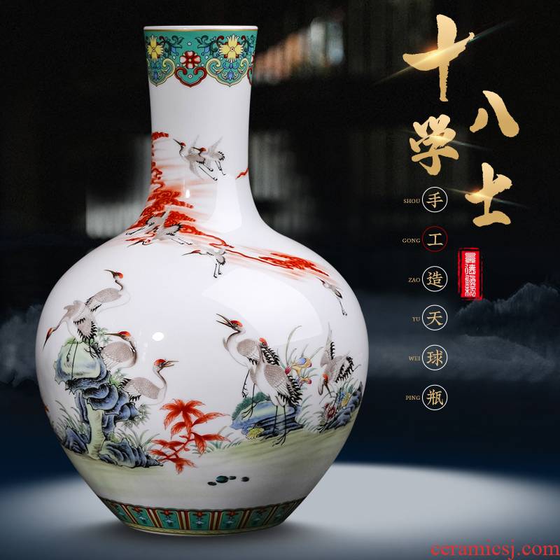 Famous jingdezhen ceramics powder enamel vase furnishing articles sitting room porch rich ancient frame of Chinese style household adornment arranging flowers