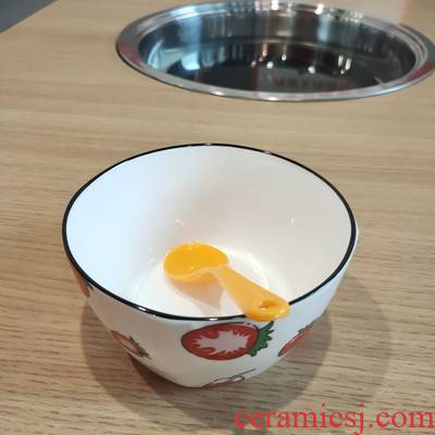 Nordic network creative ceramic bowl of rice bowls little red fruit bowl dessert salad bowl of ice cream to eat bread and butter of household utensils