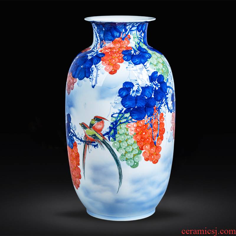 Jingdezhen ceramics hand - made fruitful achievements large vase landing place, a new Chinese style home sitting room adornment