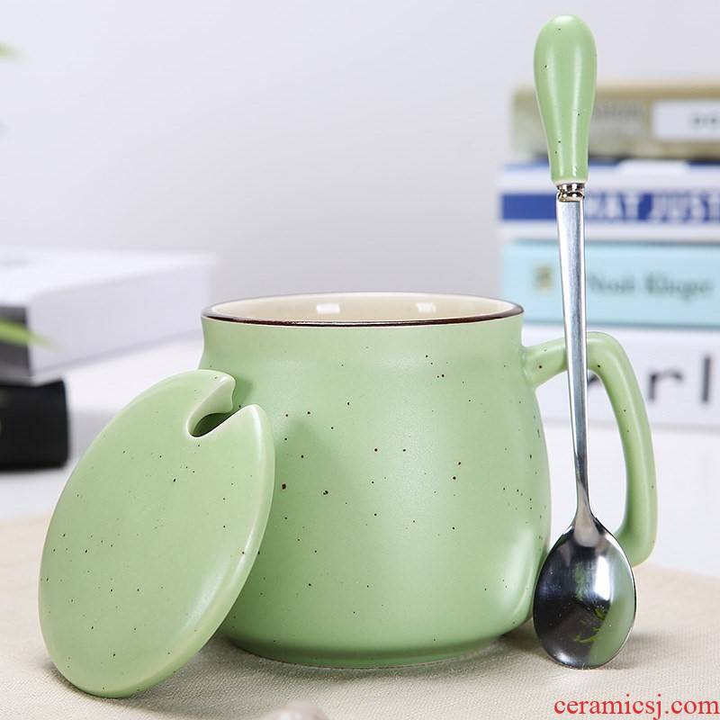 Water cup lid ceramic cups and spoon handle with the office of Water with cover yourself with milk