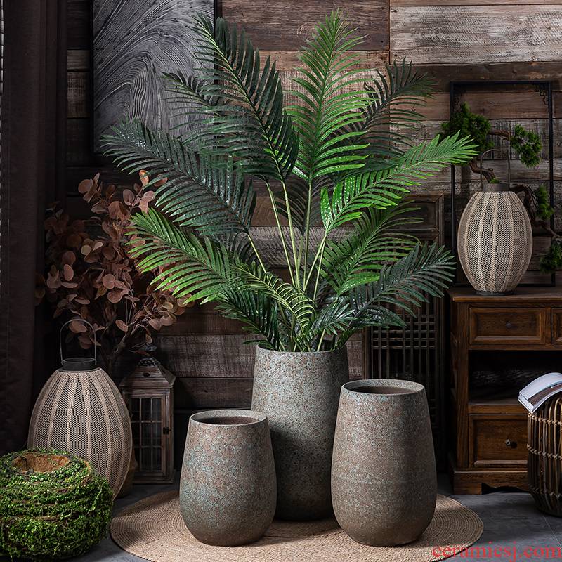 Green plant vase flowerpot restoring ancient ways is I and contracted indoor plant decoration hydroponic POTS to large diameter cylinder bevel ceramics