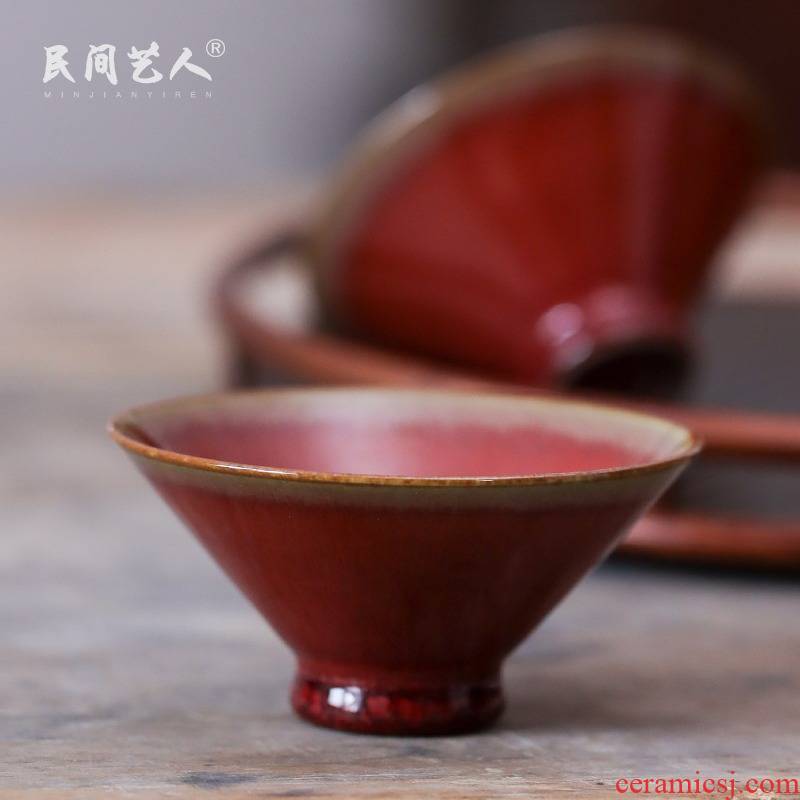 Jingdezhen ceramic checking ruby red master cup single CPU kung fu tea sample tea cup with the personal special small bowl