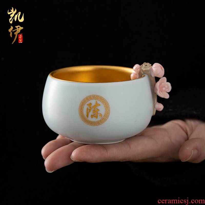 Start your up name plum surname meditation gold light sample tea cup your porcelain ceramic kung fu tea cups masters cup