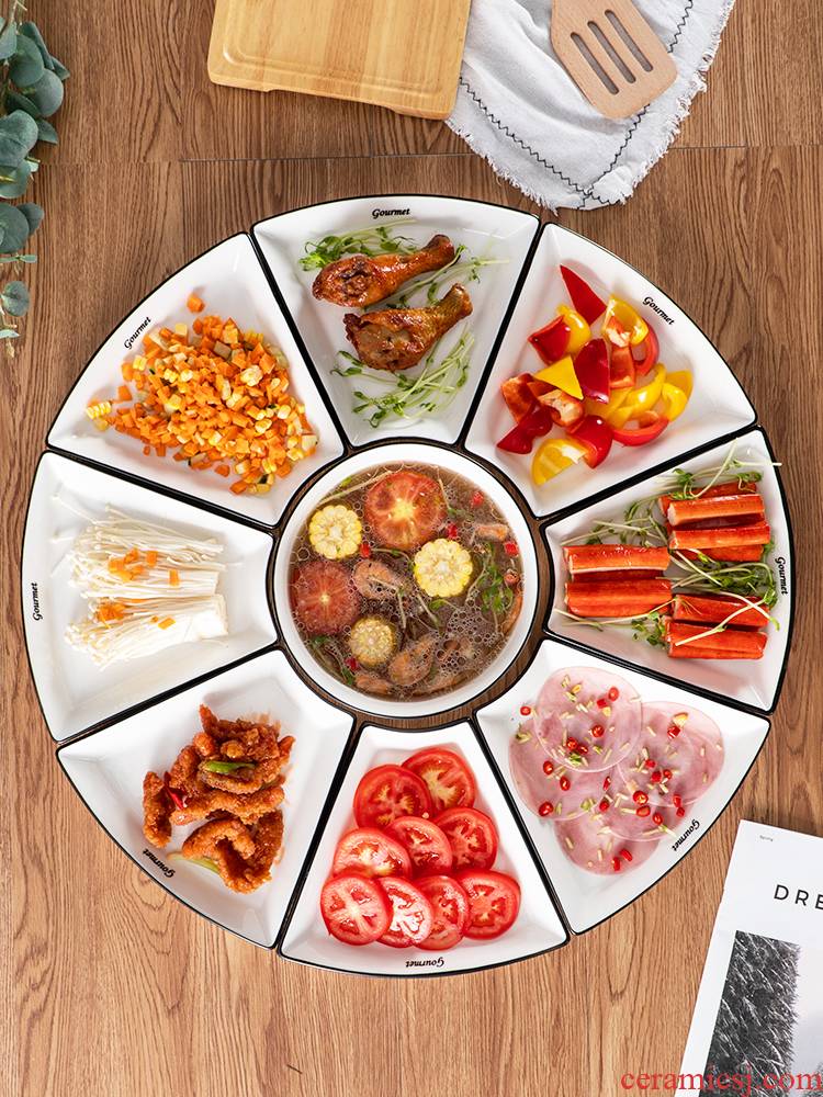 Trill in same food dish platter tableware portfolio fan fresh vegetables disc ceramic creative family reunion dinner household sea