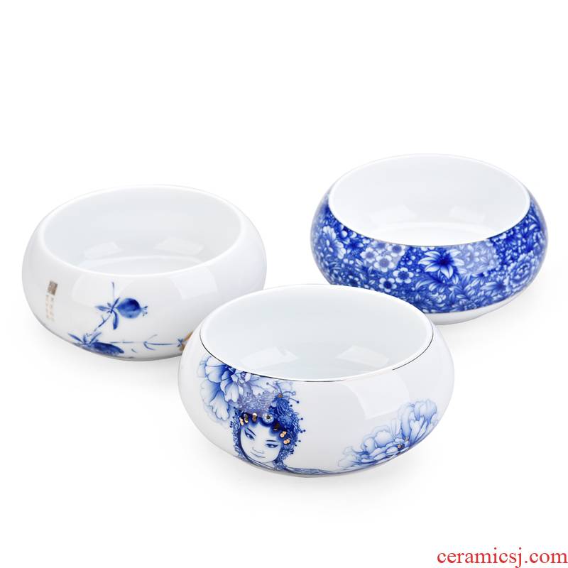 Hui shi kung fu tea accessories hydroponic flower pot large blue and white porcelain tea cups to wash bath Beijing Opera hydroponic flower pot