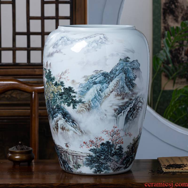 Jingdezhen porcelain ceramic painting and calligraphy calligraphy and painting scroll cylinder receive quiver landing study vase sitting room decorate a furnishing articles