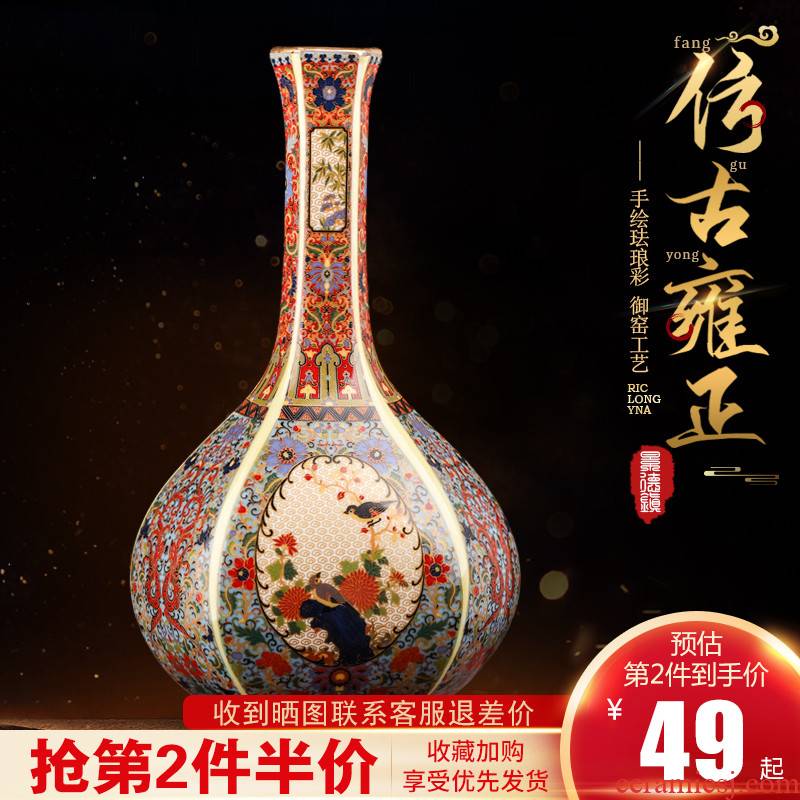 Jingdezhen ceramics powder enamel vase furnishing articles of Chinese style restoring ancient ways the sitting room ark, flower arranging TV ark, decorative arts and crafts