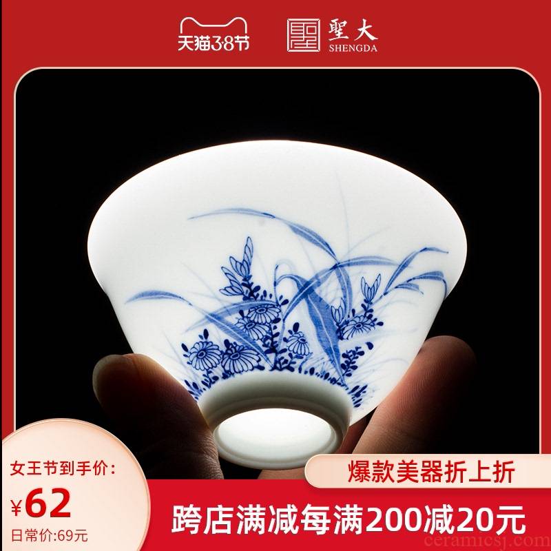 Santa teacups hand - made ceramic kung fu master reed beach sintex sample tea cup of blue and white porcelain cup manual of jingdezhen tea service