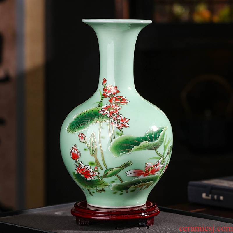 Jingdezhen ceramic shadow see colour blue glaze lotus flower bottle furnishing articles household act the role ofing is tasted, the sitting room TV ark, bottle arranging flowers