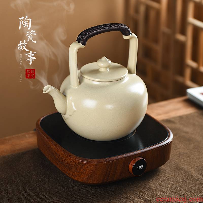 Members of the soda glaze ceramic cooking pot boil tea stove household suit white clay kettle TaoLu boiled tea machine