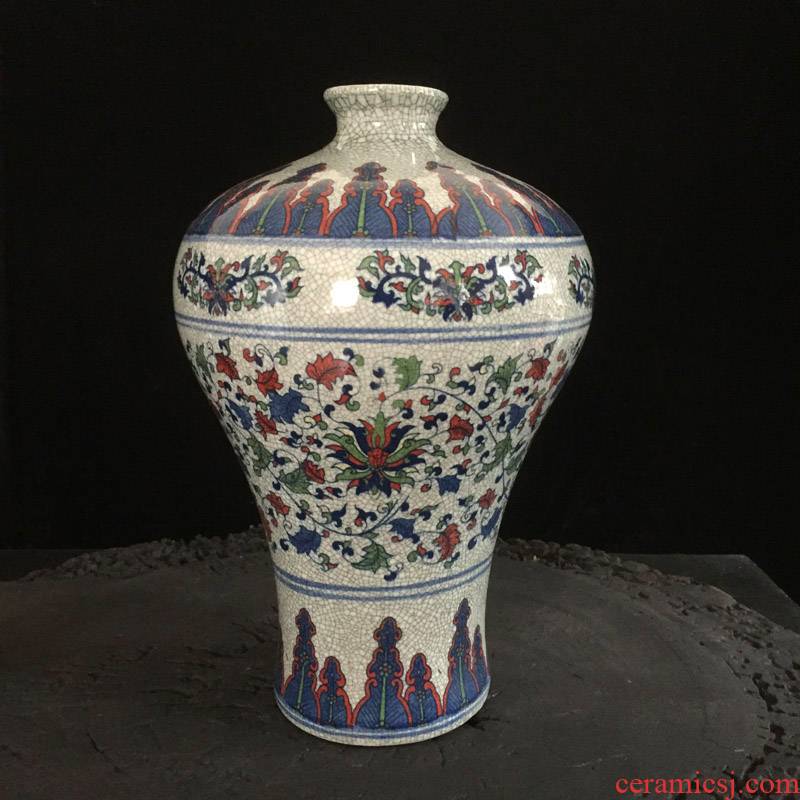 Archaize of jingdezhen classical piece of blue and white name plum bottle open mesa of classical annatto furniture style decoration vase