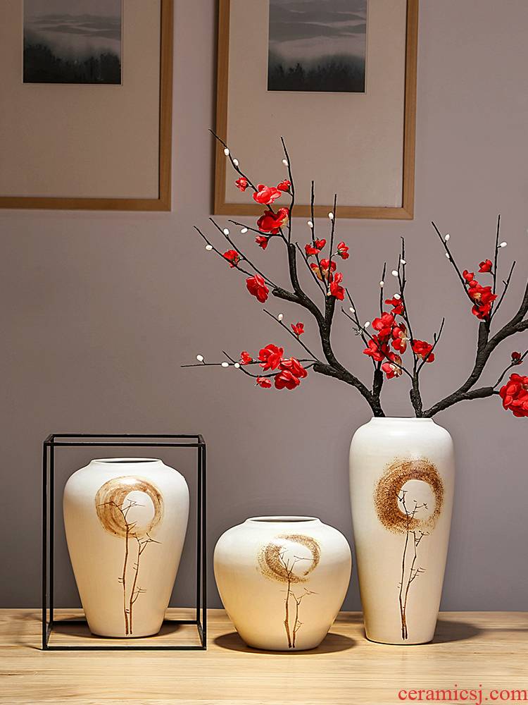 Jingdezhen ceramic porcelain vases contracted creative flower arranging dried flowers sitting room is the study of new Chinese style porch place decoration