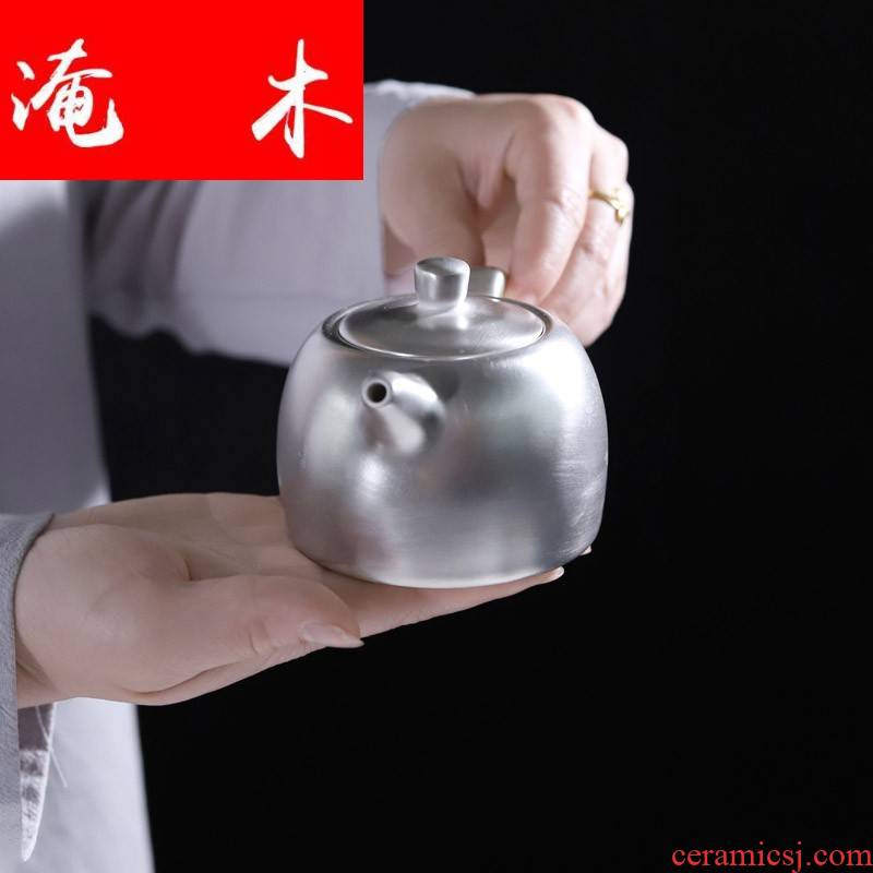 Submerged wood tea silver pot of kung fu xi shi pot teapot little teapot checking silver silver clasp porcelain teapot 999 silver pot