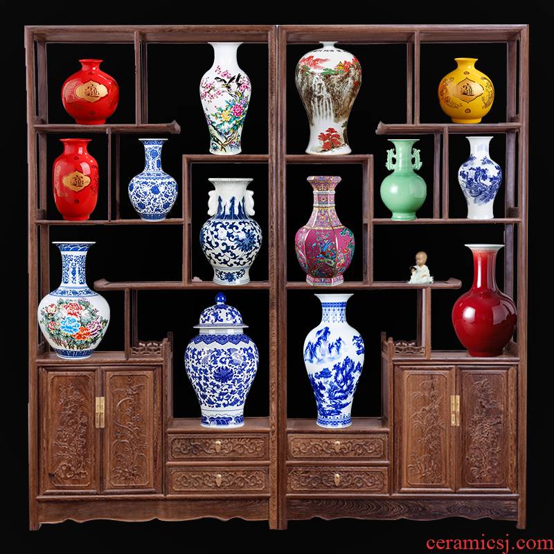 Jingdezhen ceramics blue and white porcelain vase furnishing articles flower arranging Chinese ancient frame sitting room adornment small handicraft