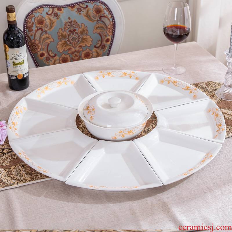 Nordic reunion ceramic platter round plate combination wind household dish bowl suit web celebrity fan wear plate