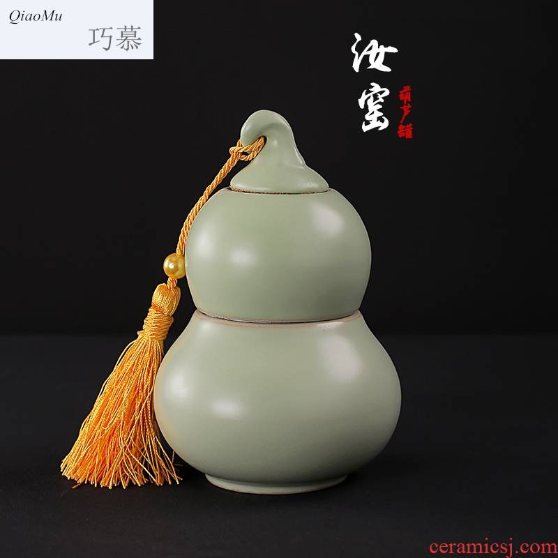 Qiao mu to open the slice your up ceramic tea caddy fixings seal pot store kung fu tea accessories can of tea barrel
