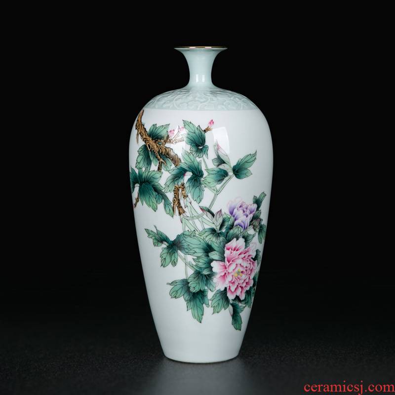 Manual coloured drawing or pattern carved vase household of Chinese style mesa adornment porcelain of jingdezhen ceramics home sitting room flower arrangement