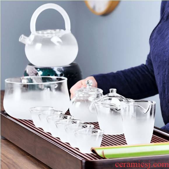 Kung fu tea set frosted glass cup boiling water tea to wash the teapot with transparent of a complete set of electric hold TaoLu home ideas