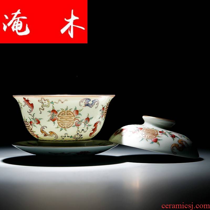 Submerged wood by hand only three tureen tea cups of jingdezhen live pastel paint ceramic kung fu tea tea bowl