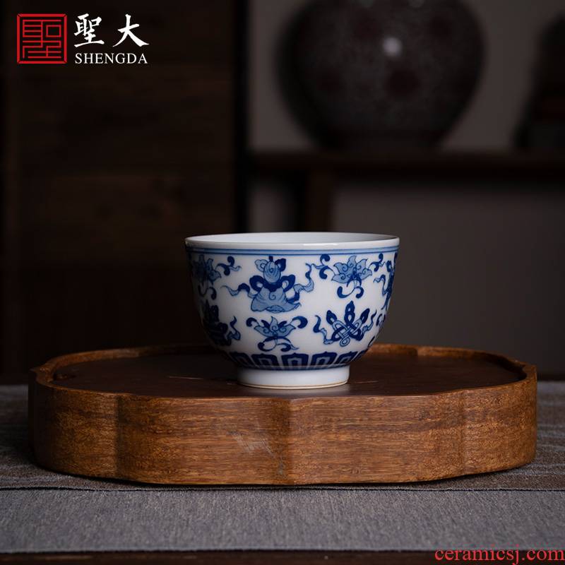 Holy big ceramic kung fu tea cup pure manual hand - made tea cups between Hualien sweet grain and master CPU