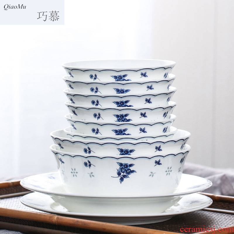 Qiao mu glair ipads porcelain of jingdezhen ceramics tableware suit Chinese dishes dishes suit household chopsticks to send