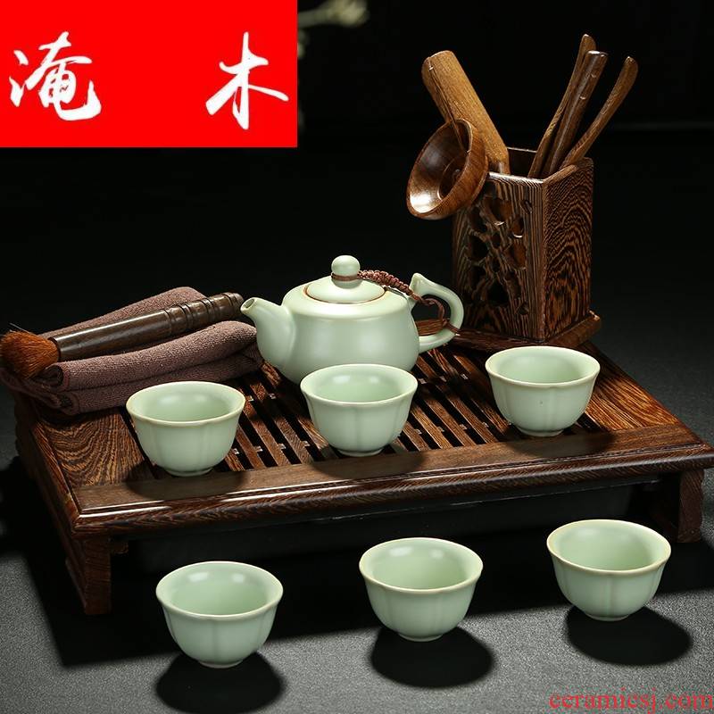 Submerged ceramic suit wenge wood tea tray was solid wood kung fu tea set the teapot to open the slice your up porcelain tea set