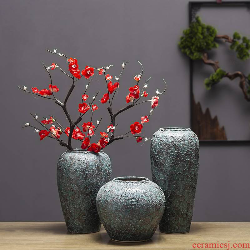 Jingdezhen ceramic vase coarse pottery dry flower arranging flowers restore ancient ways do old earthenware jar flower pot sitting room place soft decoration