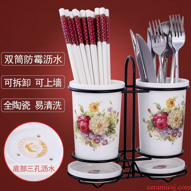 Qiao mu CMK ceramic tube spoon, chopsticks box son home drop chopsticks to receive a box on the shelf can drop