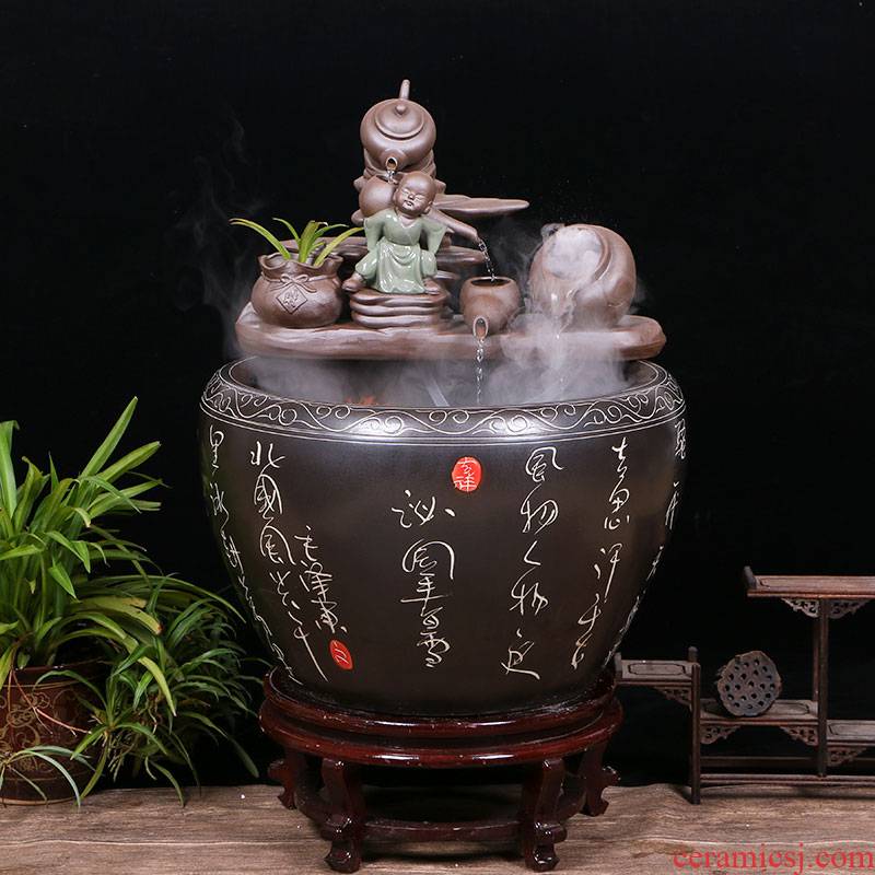 Jingdezhen ceramic water fountain lucky feng shui wheel place to live in the living room and humidifying aquarium the opened a housewarming gift