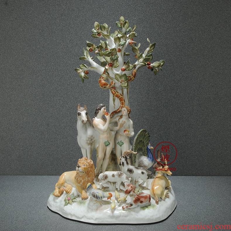 German mason MEISSEN meisen porcelain porcelain plastic handicraft furnishing articles Adam and eve household act the role ofing is tasted
