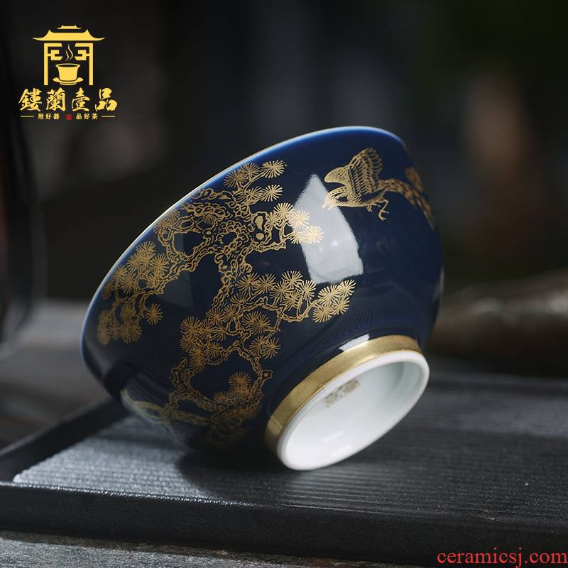Jingdezhen ceramic kung fu tea tea masters cup manual ji blue glaze see colour, single cup tea sample tea cup bowl
