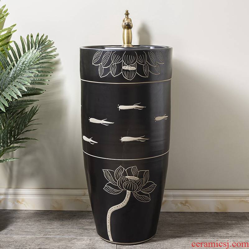 Ceramic column basin one is suing courtyard floor type washs a face basin sink pillar lavabo Chinese style household, 2