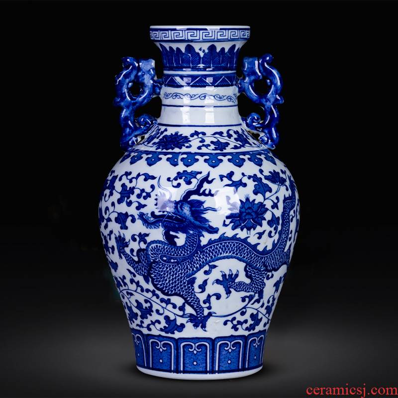 Jingdezhen porcelain ceramic antique Chinese blue and white porcelain vase furnishing articles home sitting room adornment porcelain restoring ancient ways