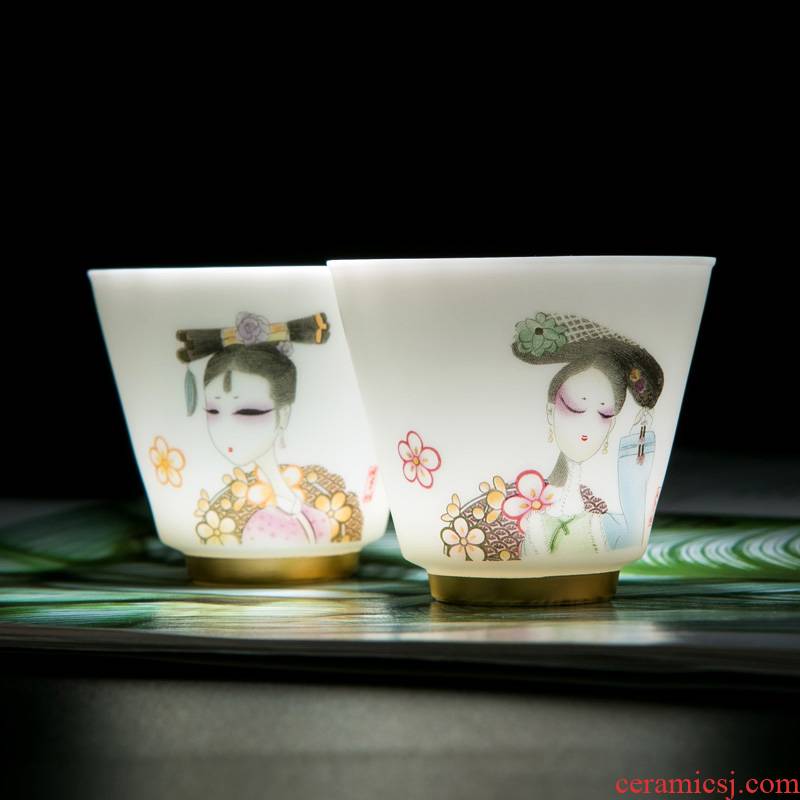 Suet jade white porcelain tea cups personal special ceramic sample tea cup master cup single cup small female kunfu tea light
