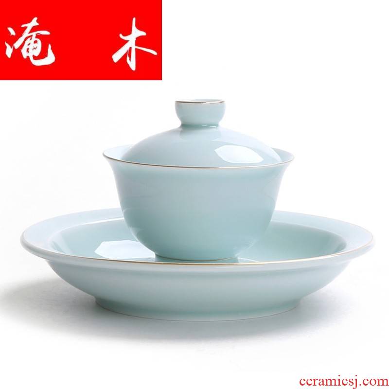 Submerged wood jingdezhen shadow celadon tureen large bowl logo hand - made ceramic kung fu tea tea cup