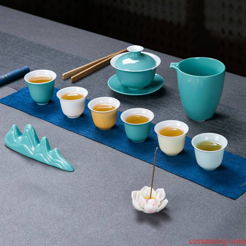 Travel jingdezhen ceramic tea set household contracted small sets of portable kung fu tea tureen small tea cups