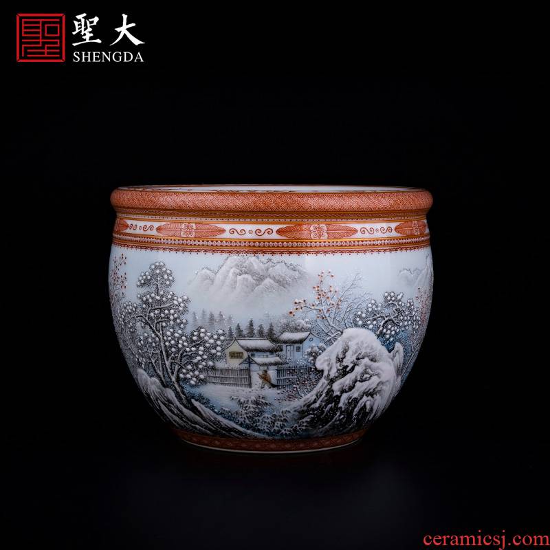 Ceramic heavy industry alum st red edging snow tank manual hand - made jingdezhen tea sample tea cup kung fu tea cups