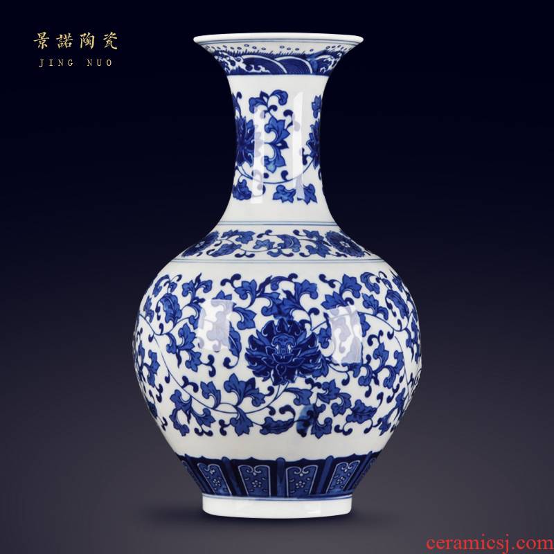 Blue and white porcelain of jingdezhen ceramics decoration vase classical home furnishing articles of new Chinese style household adornment handicraft