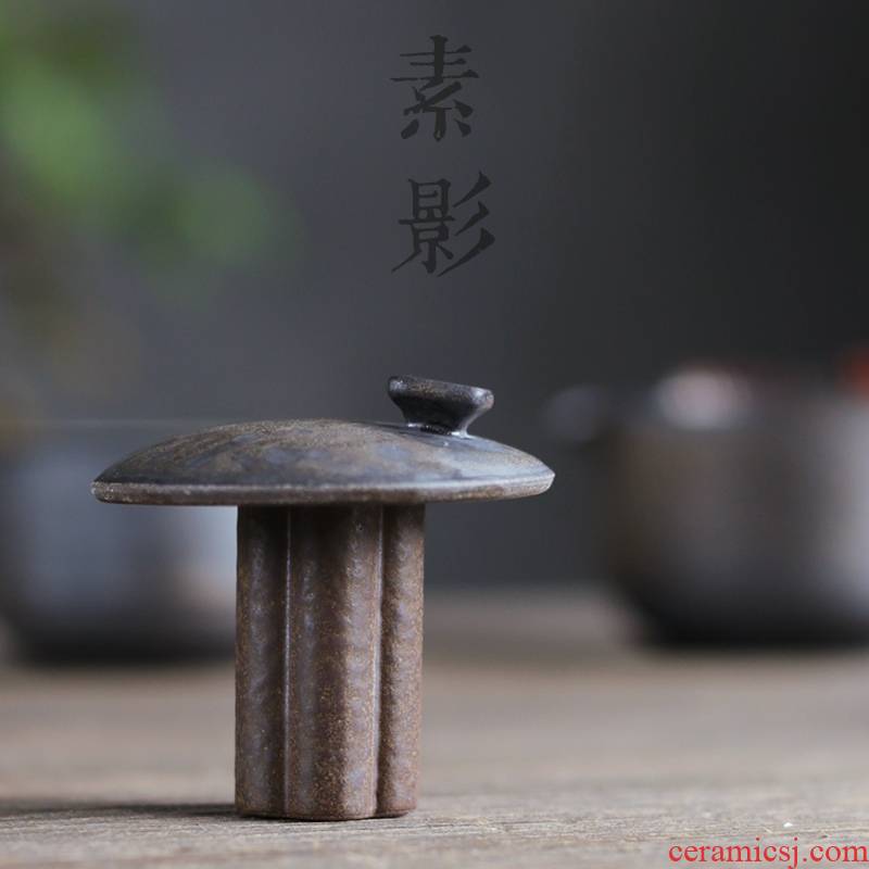 Qiao mu creative cover set coarse pottery vertical lid restoring ancient ways is the put value frame kung fu tea accessories quincuncial piles pillar cover