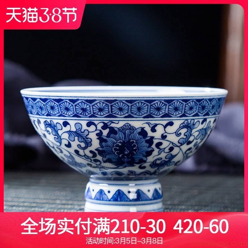 Blue and white tie peony master cup of jingdezhen ceramics all hand hand sample tea cup kung fu tea cup
